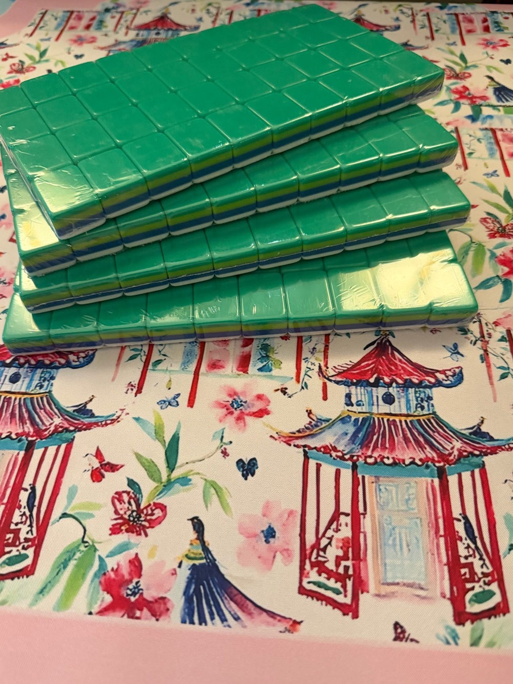 Green and Blue Mahjong Tiles